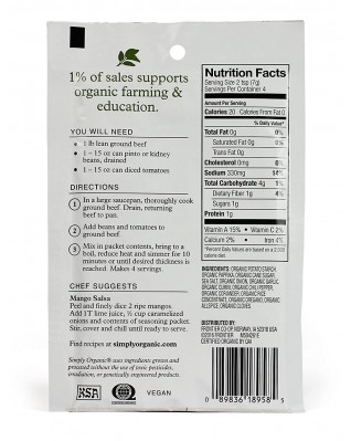 Simply Organic Mild Chili, Seasoning Mix, Certified Organic (12x1Oz)