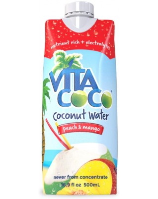Vita CocoCoconut Water 500 Ml Peach & Mango (12x17Oz)