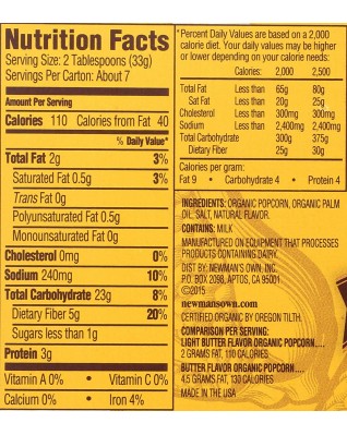Newman's Own Organics Microwave Light Butter Pop's Corn (12x3x2.8 Oz)