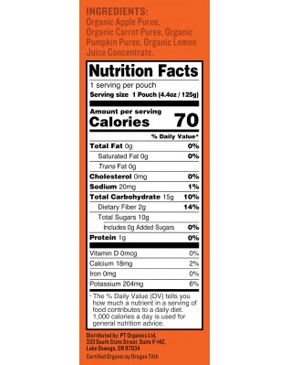 Peter Rabbit Organics Pumpkin Carrot & Apple Fruit Puree (10x4.4 Oz)